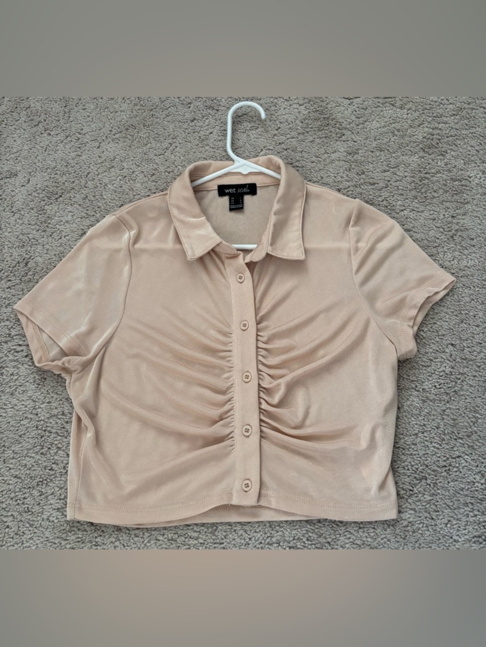 Ladies Wet Seal  Ruched Button-Down Crop Top Sz L